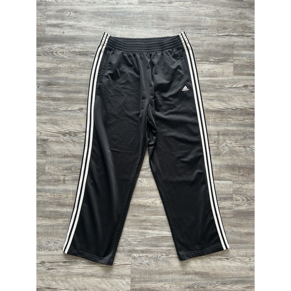 Adidas Tear Away Snap Button Pants Black Mens  Large Vintage Striped Performance